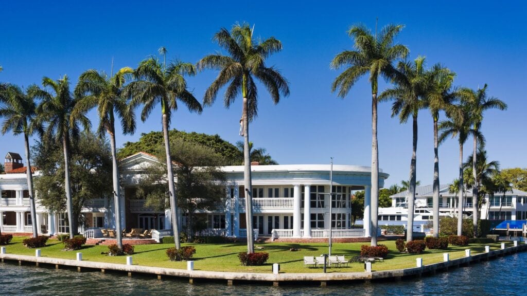 Luxury waterfront residence behind a protected shoreline