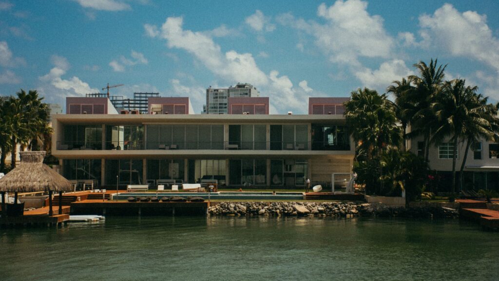 Modern waterfront residence with private docks